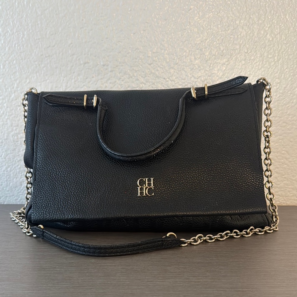 Carolina Herrera Black Crossbody Bag with Chain Strap